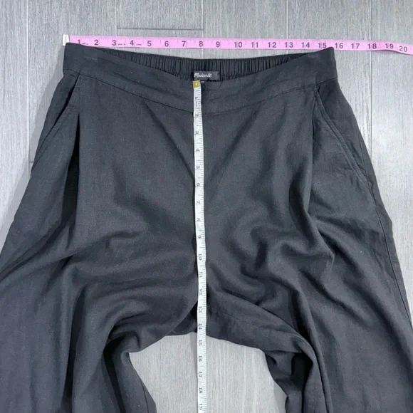 Madewell Petite Pull-On Straight Crop Pants in Linen Blend Black 10 P NP860 Boho - Picture 13 of 14
